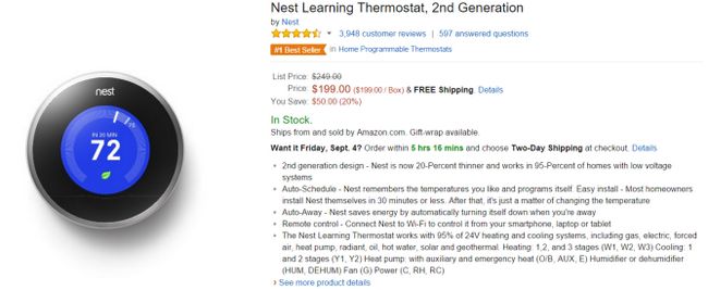 Fotografía - [Offre Alerte] Prix de la 2e génération de Nest Learning Thermostat Drops 50 $ à 199 $ après le lancement de la 3ème génération de Nest